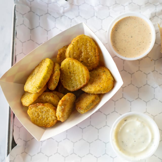 Breaded Dill Pickle Chips.
